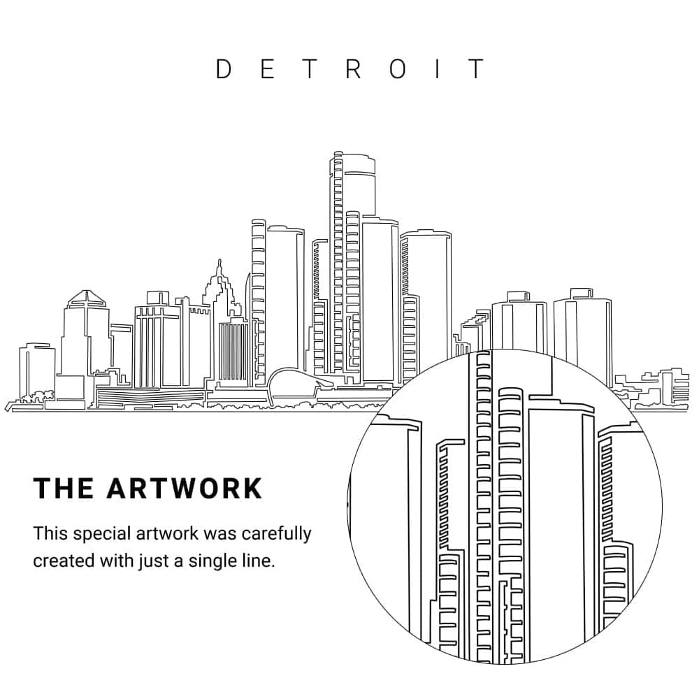 Detroit Vector Art - Single Line Art Detail Detroit Vector Art - Single Line Art Detail