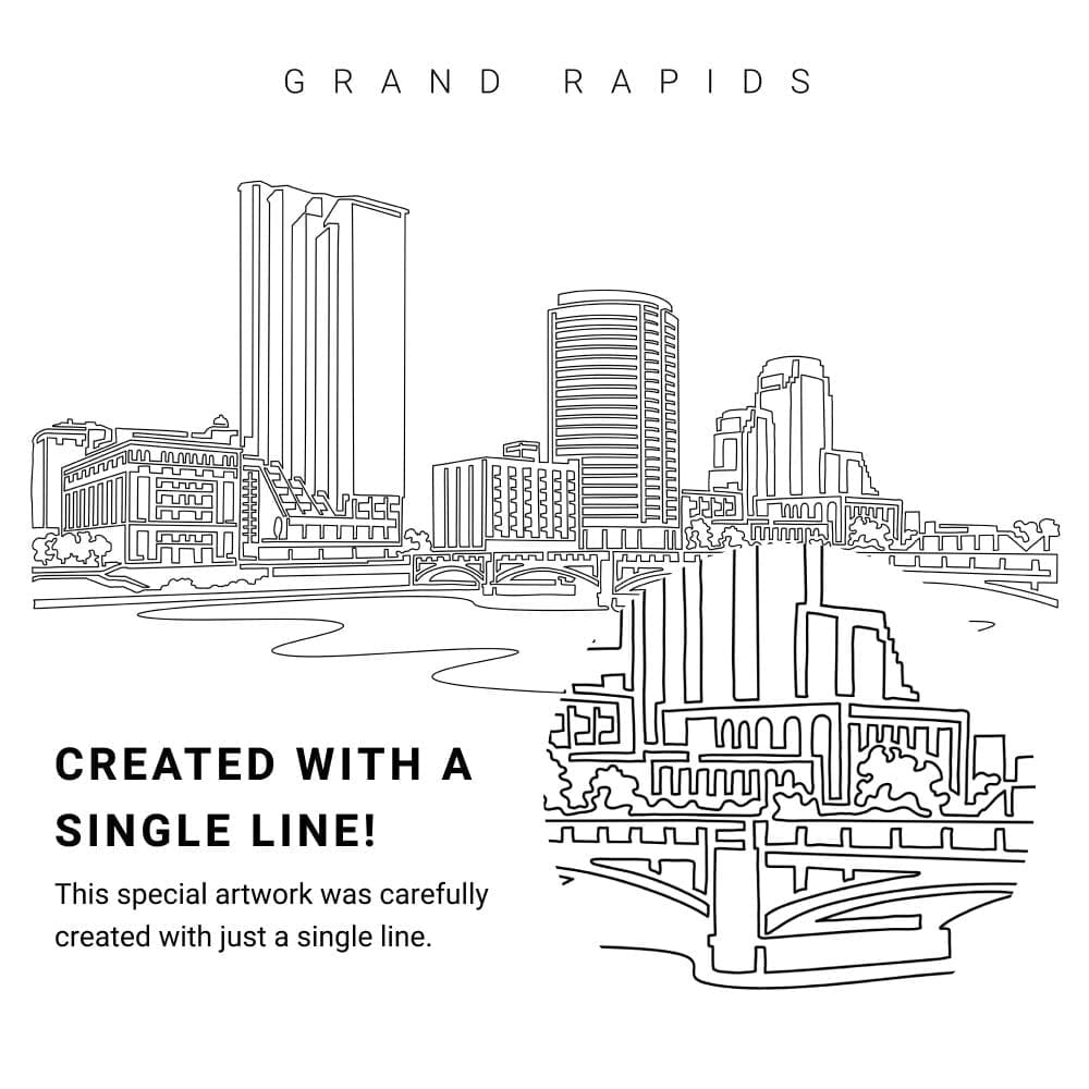 Grand Rapids Vector Art - Single Line Art Detail Grand Rapids Vector Art - Single Line Art Detail