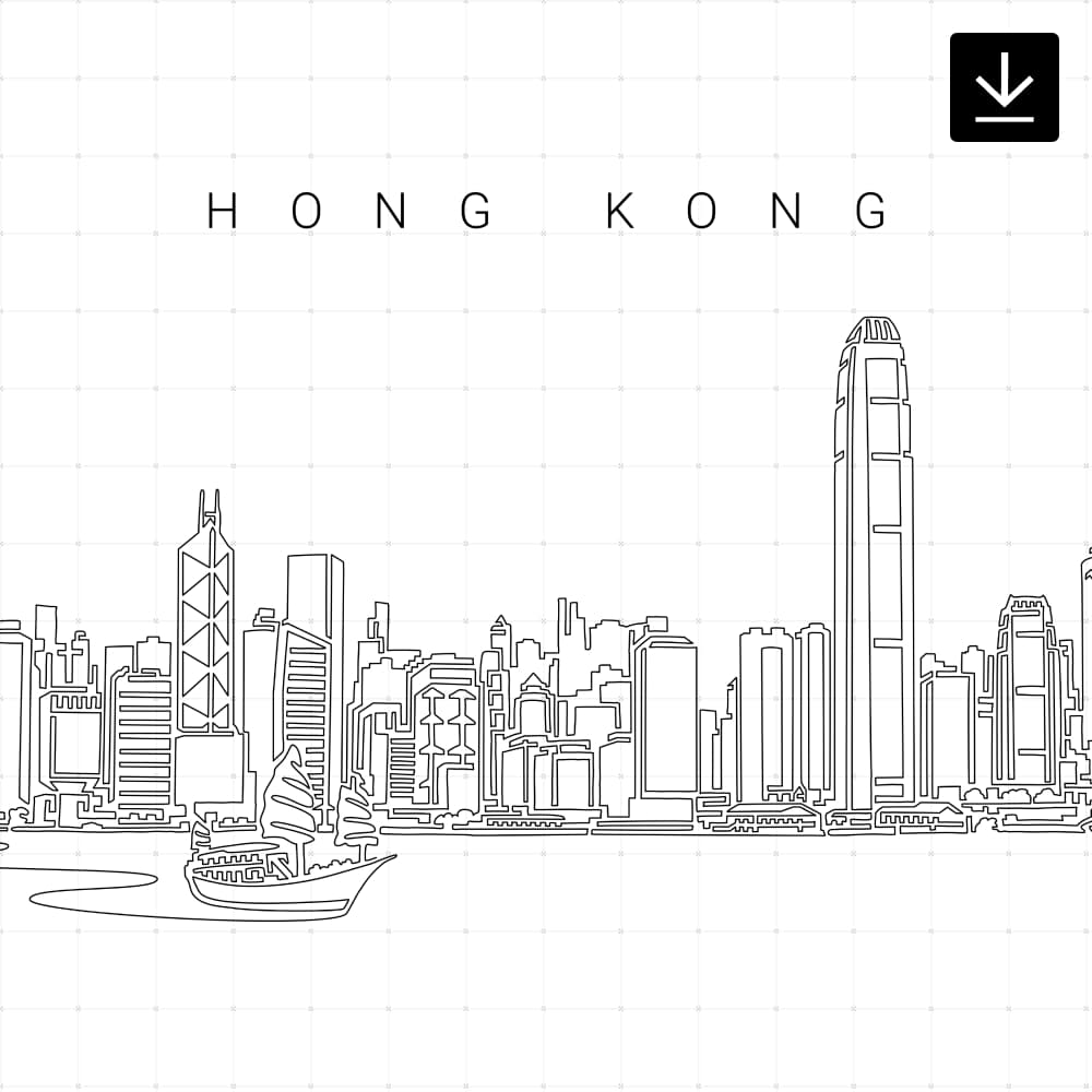 Hong Kong Skyline Vector Art – Digital Download