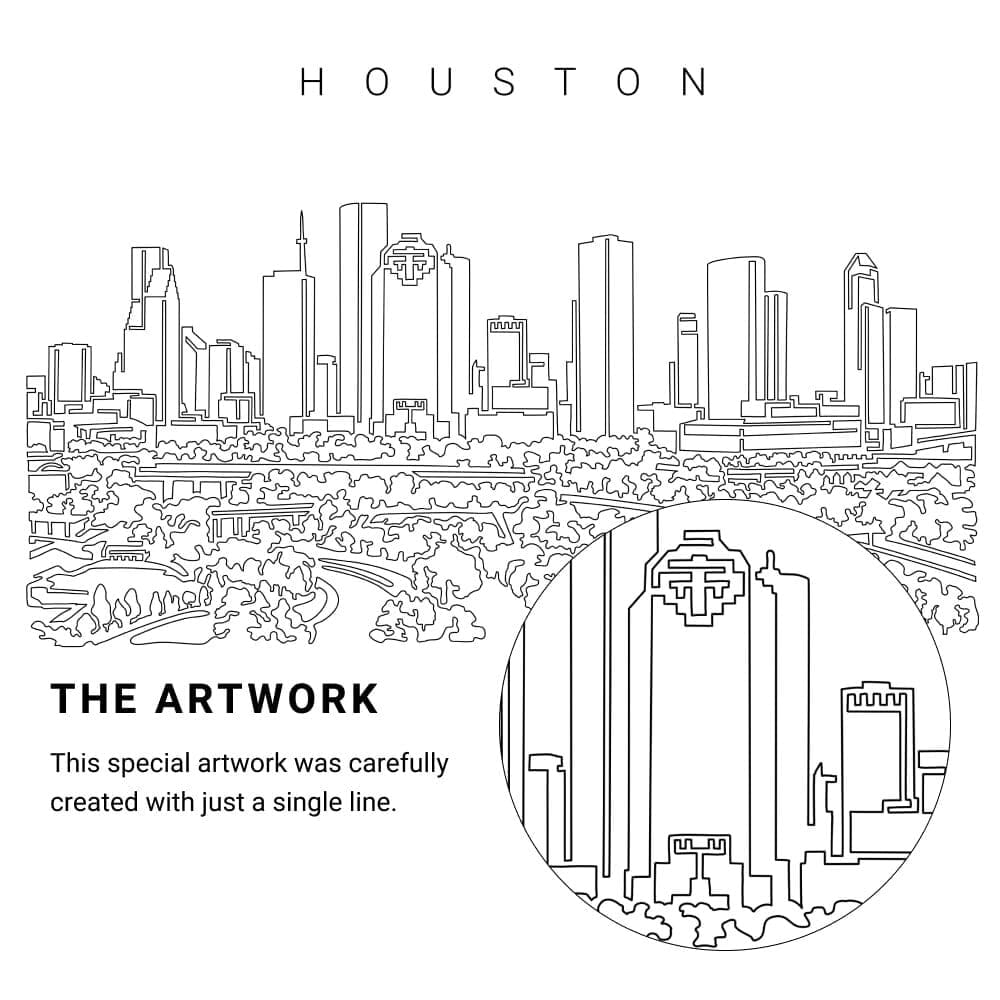 Houston Vector Art - Single Line Art Detail Houston Vector Art - Single Line Art Detail