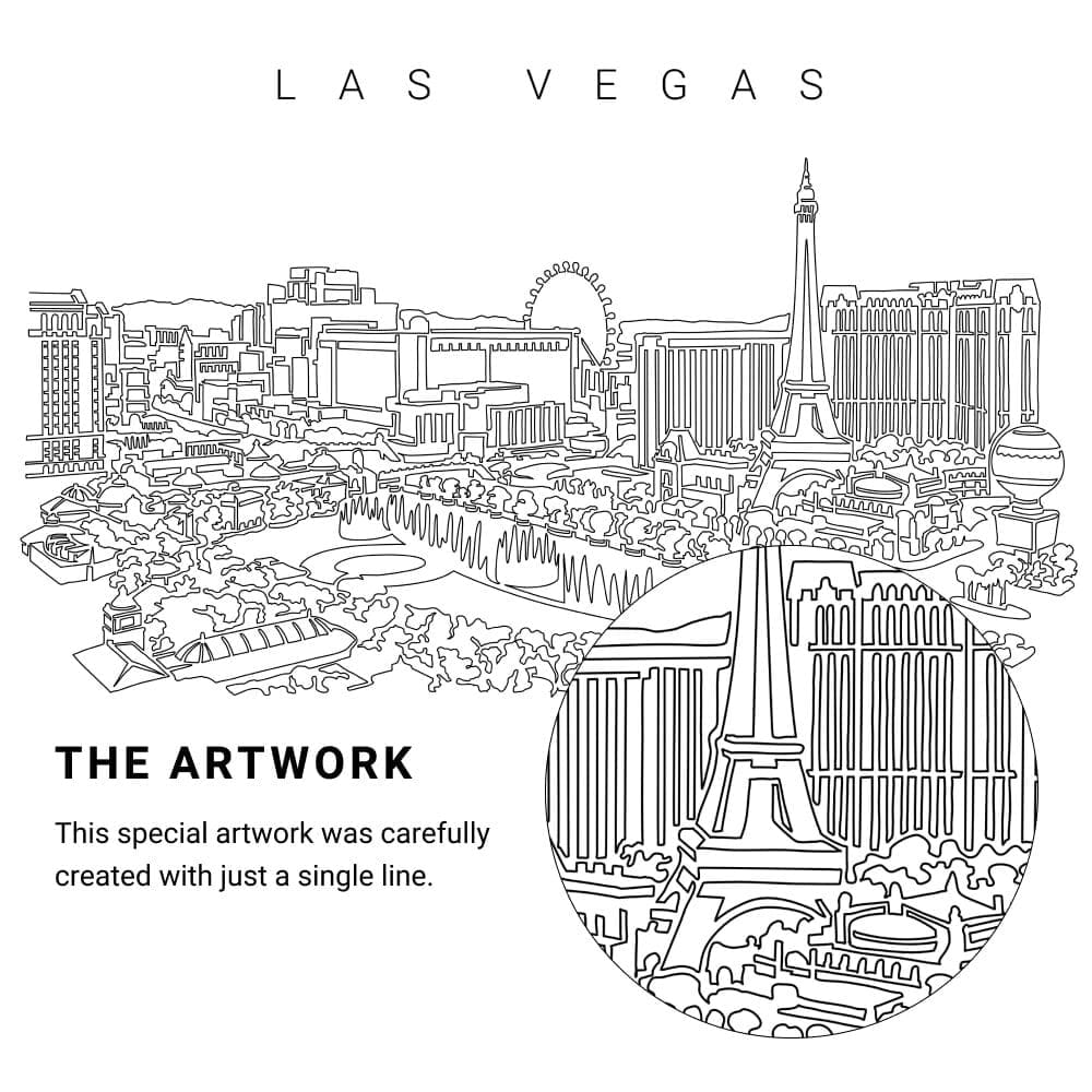Las Vegas Vector Art - Single Line Art Detail Las Vegas Vector Art - Single Line Art Detail