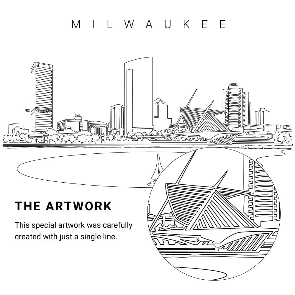 Milwaukee Skyline Vector Art - Single Line Art Detail Milwaukee Skyline Vector Art - Single Line Art Detail