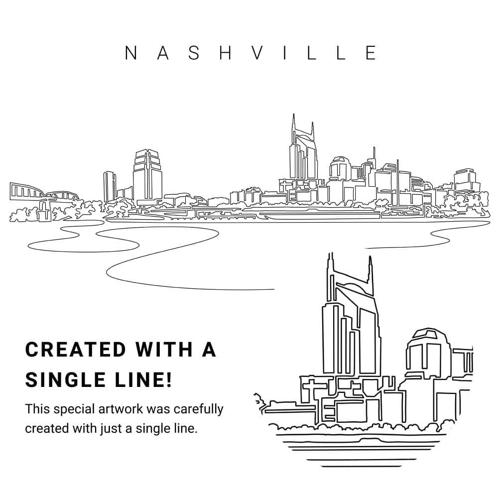Nashville Skyline Vector Art - Single Line Art Detail Nashville Skyline Vector Art - Single Line Art Detail