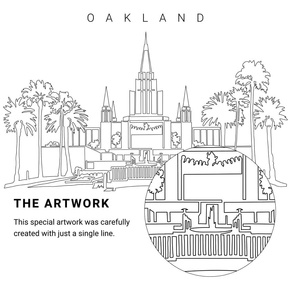 Oakland California Temple Vector Art - Single Line Art Detail Oakland California Temple Vector Art - Single Line Art Detail
