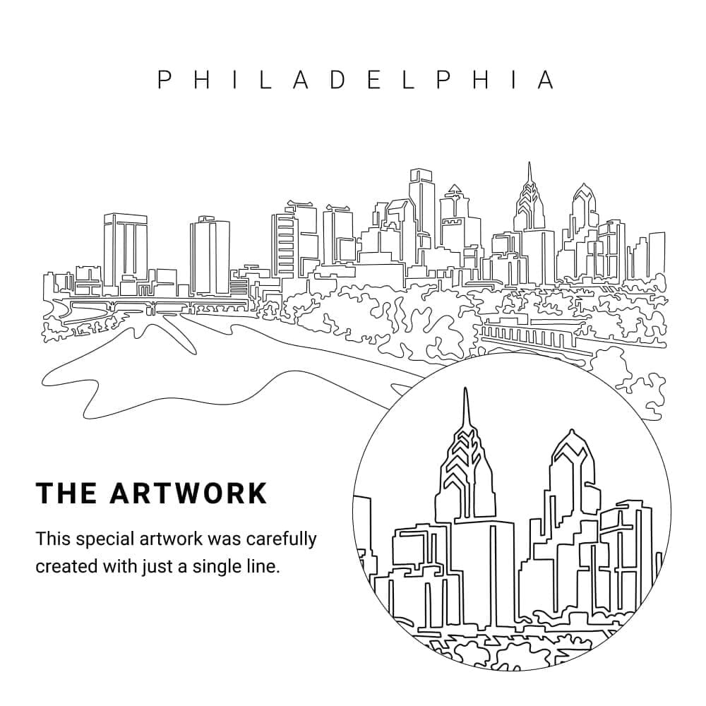 Philadelphia Skyline Vector Art - Single Line Art Detail Philadelphia Skyline Vector Art - Single Line Art Detail