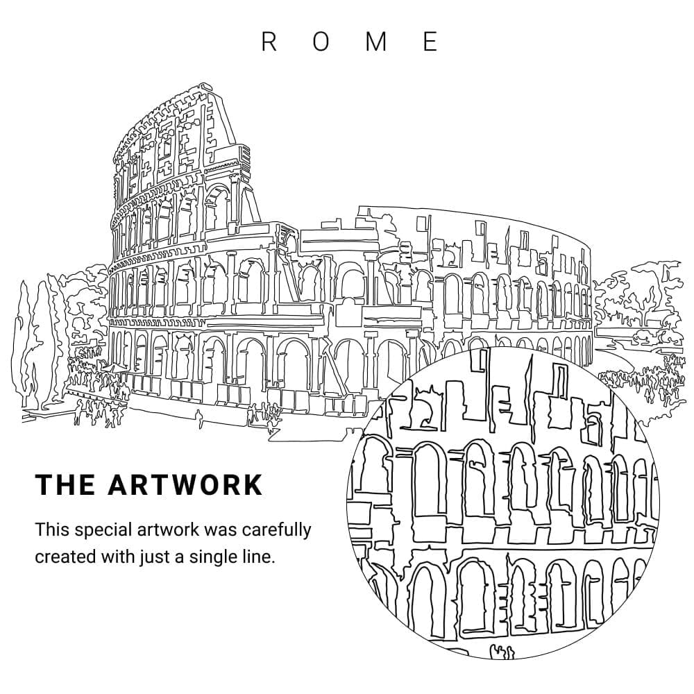 Rome Colosseum Vector Art - Single Line Art Detail Rome Colosseum Vector Art - Single Line Art Detail