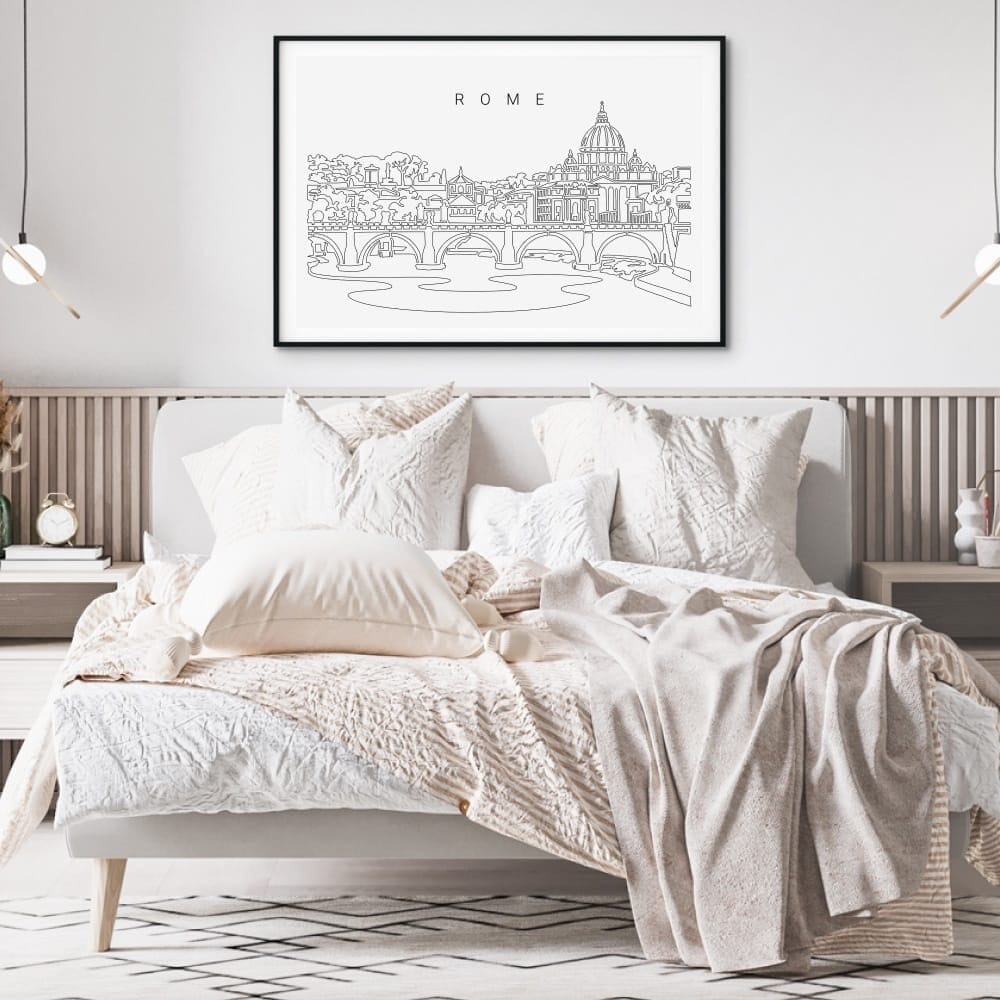 Rome Skyline Art Print for Bedroom - Dark Rome Skyline Art Print for Bedroom - Dark
