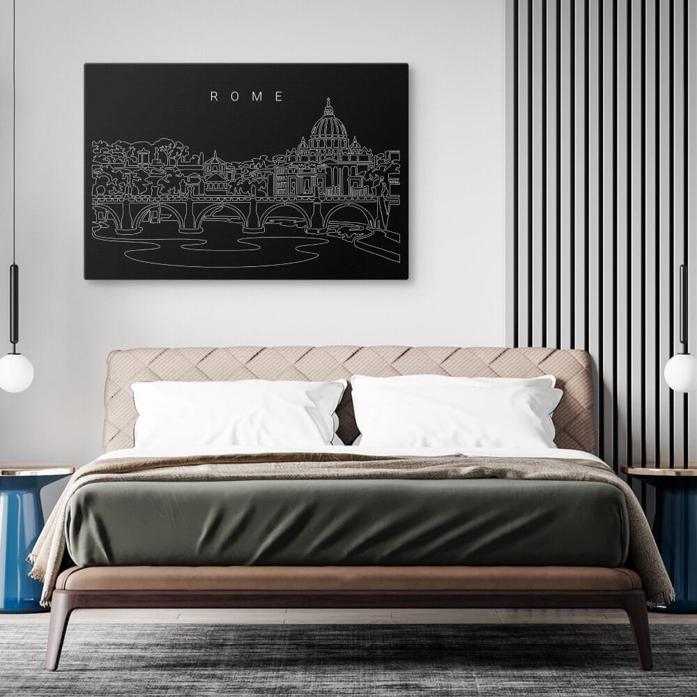 Rome Skyline Canvas Art Print - Bed Room - Dark Rome Skyline Canvas Art Print - Bed Room - Dark
