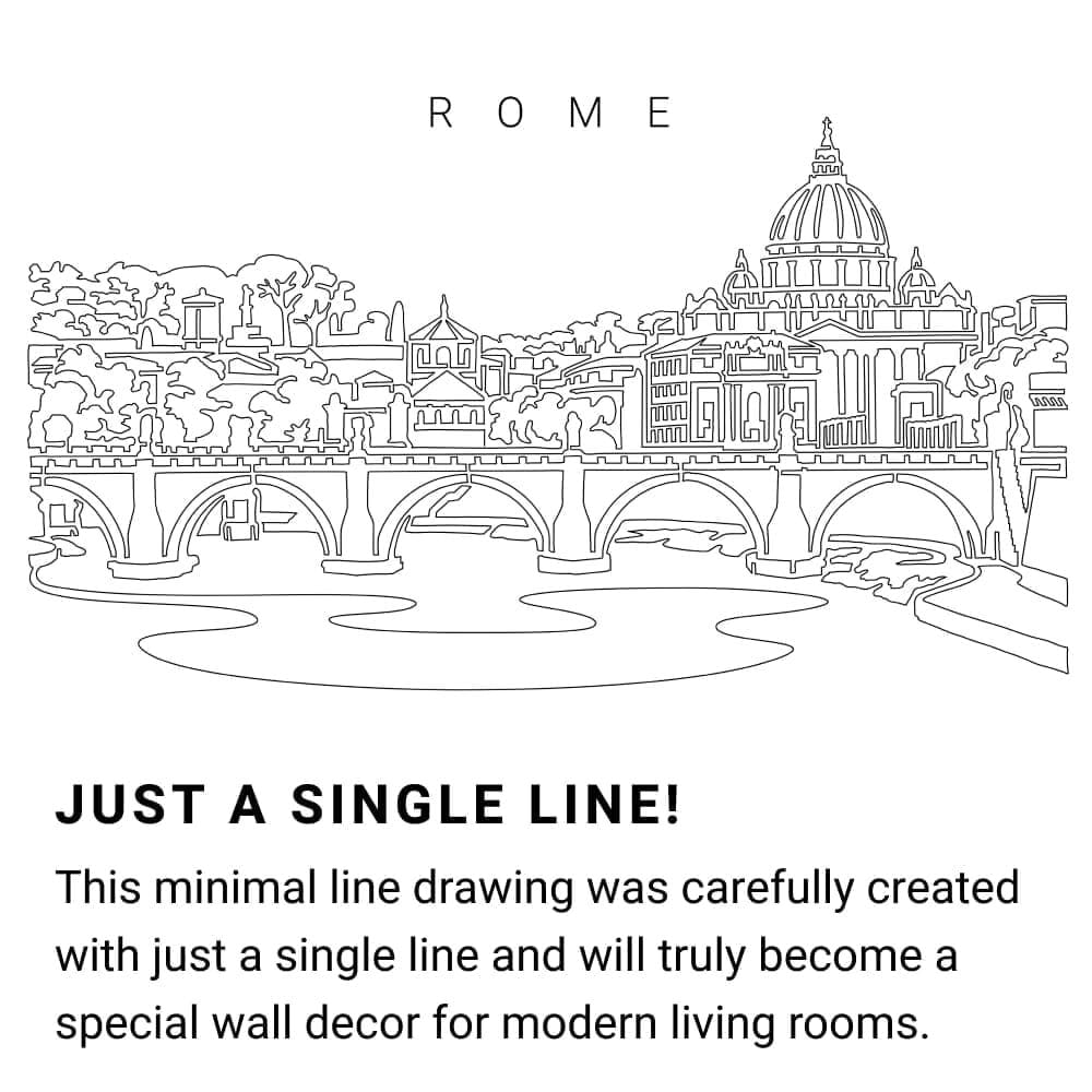 Rome Skyline Continuous Line Drawing Art Work Rome Skyline Continuous Line Drawing Art Work