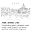 Rome Skyline Continuous Line Drawing Art Work