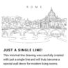 Rome Skyline Continuous Line Drawing Art Work