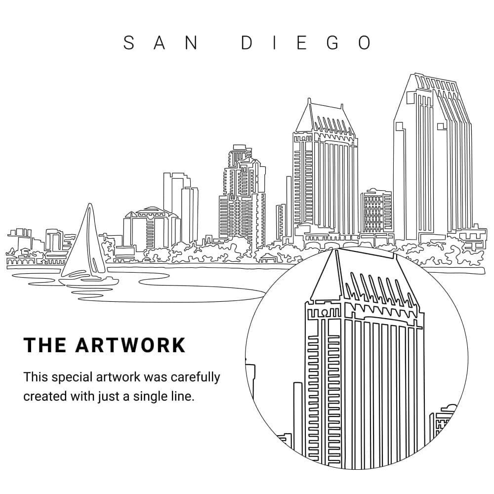 San Diego Vector Art - Single Line Art Detail San Diego Vector Art - Single Line Art Detail