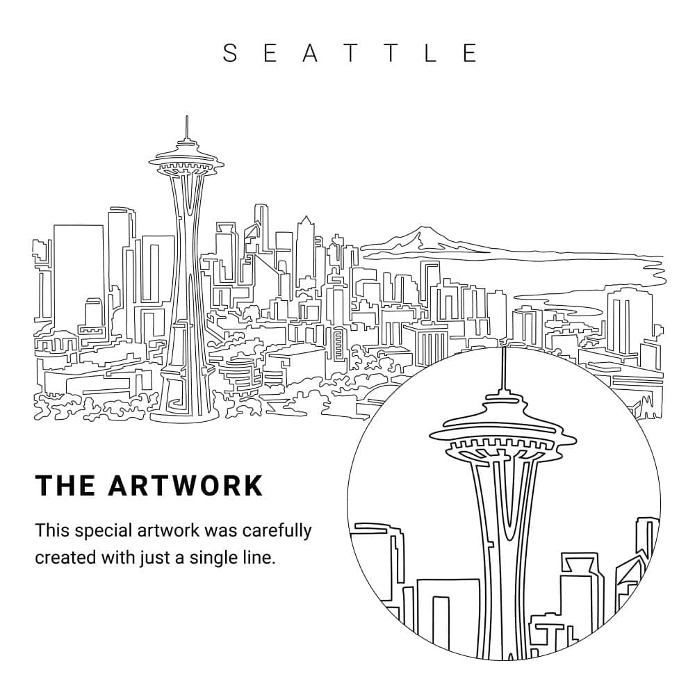 Seattle Vector Art - Single Line Art Detail Seattle Vector Art - Single Line Art Detail