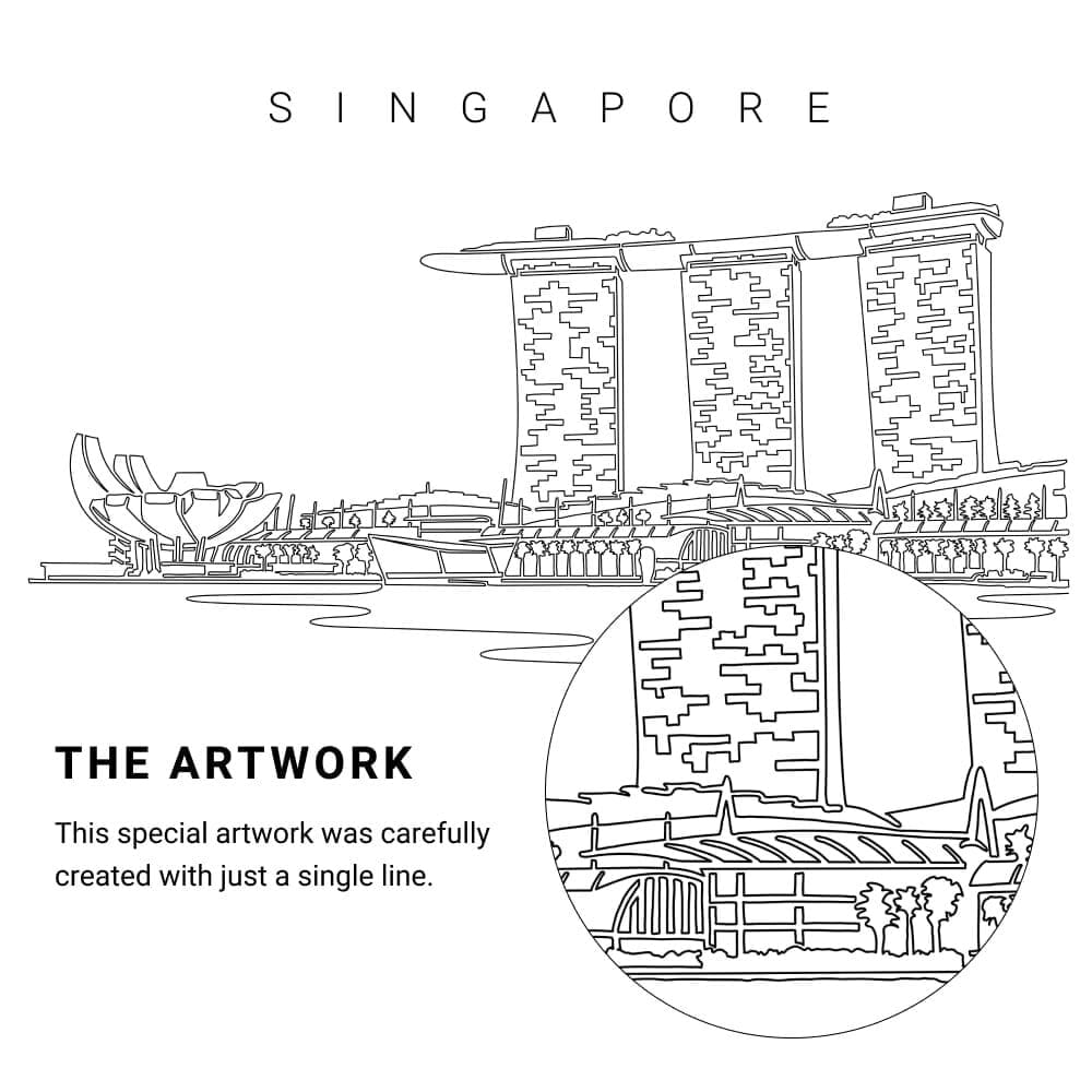 Singapore Vector Art - Single Line Art Detail Singapore Vector Art - Single Line Art Detail