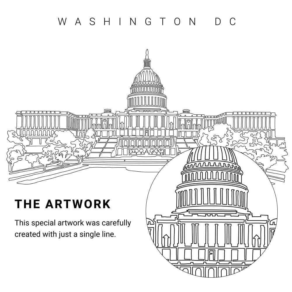 Washington DC Capitol Vector Art - Single Line Art Detail Washington DC Capitol Vector Art - Single Line Art Detail