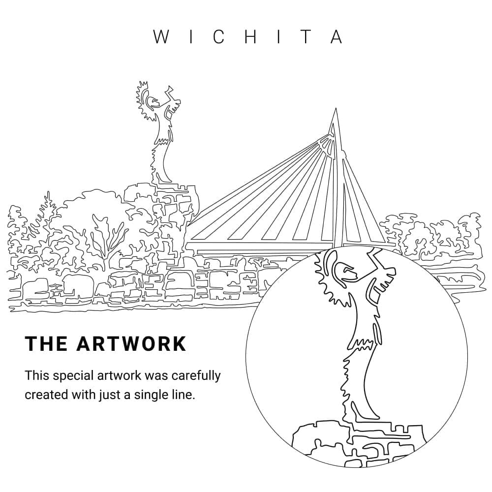 Wichita Kansas Vector Art - Single Line Art Detail Wichita Kansas Vector Art - Single Line Art Detail