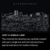 Albuquerque Skyline One Line Drawing Art - Dark