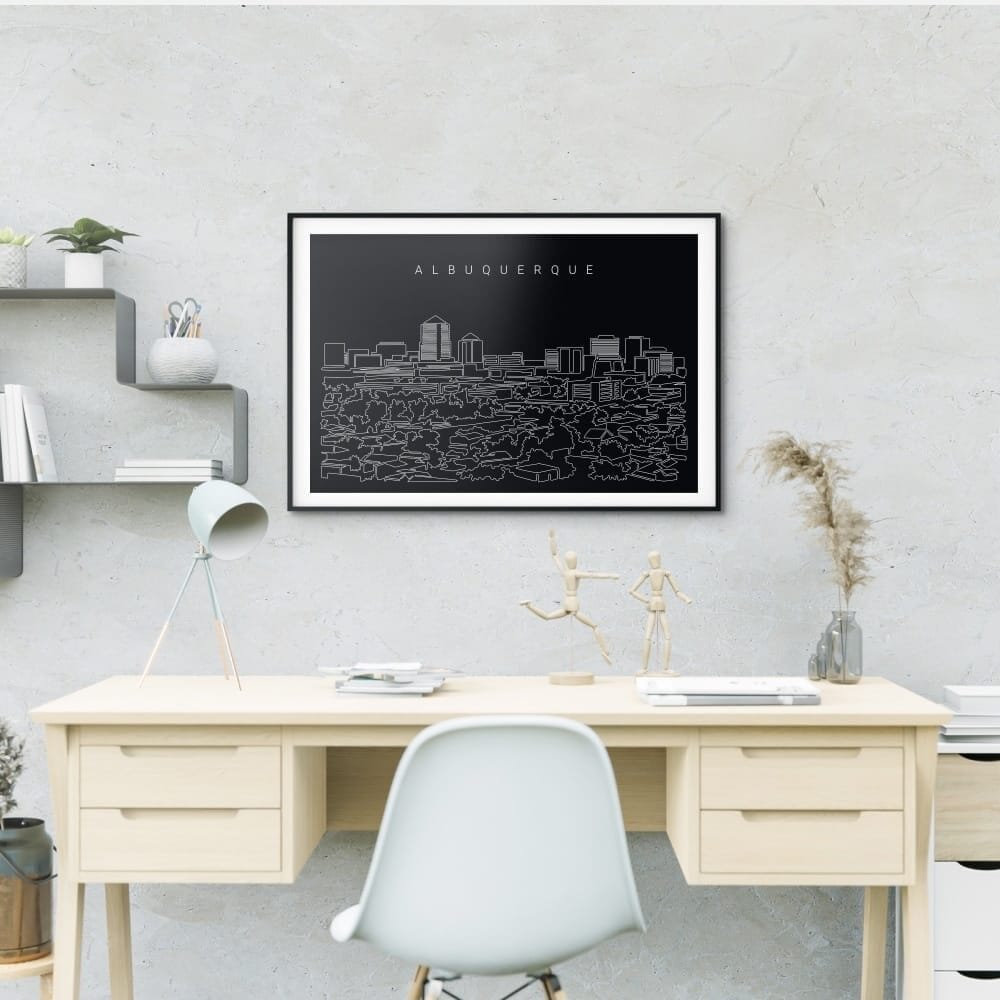 Albuquerque Skyline Wall Art for Home Office - Dark Albuquerque Skyline Wall Art for Home Office - Dark
