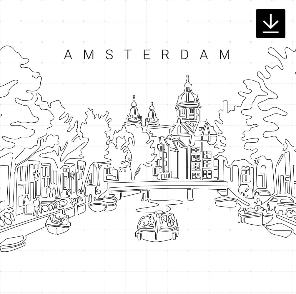 Amsterdam Skyline Vector Art – Digital Download