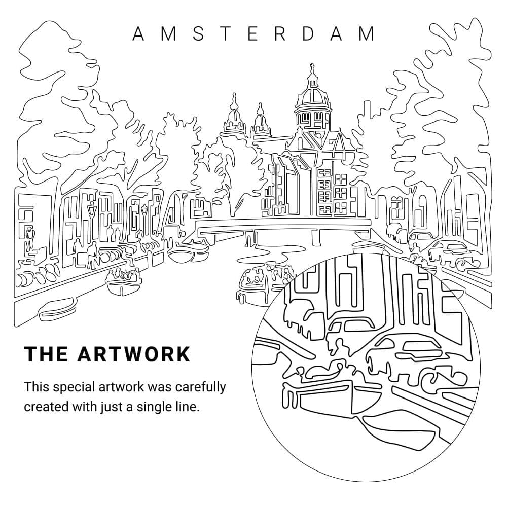Amsterdam Vector Art - Single Line Art Detail Amsterdam Vector Art - Single Line Art Detail