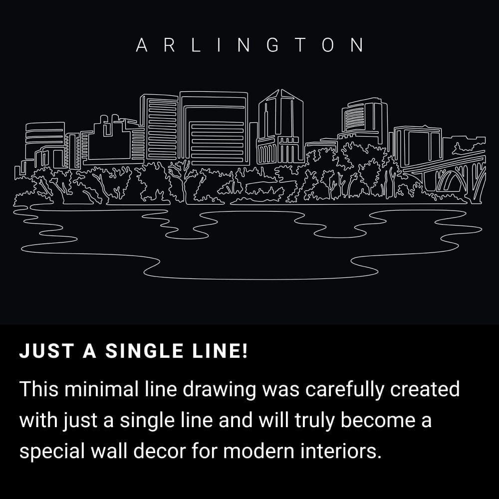 Arlington Skyline One Line Drawing Art - Dark Arlington Skyline One Line Drawing Art - Dark