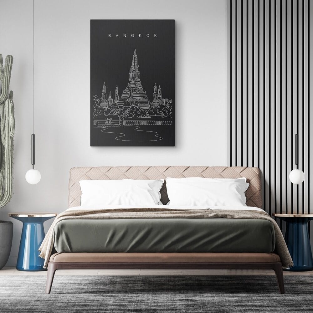 Bangkok Wat Arun Canvas Art Print for Bedroom - Portrait - Dark Bangkok Wat Arun Canvas Art Print for Bedroom - Portrait - Dark