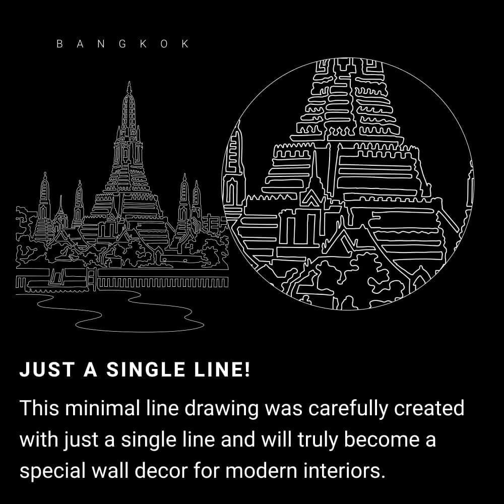 Bangkok Wat Arun One Line Drawing - Portrait - Dark Bangkok Wat Arun One Line Drawing - Portrait - Dark