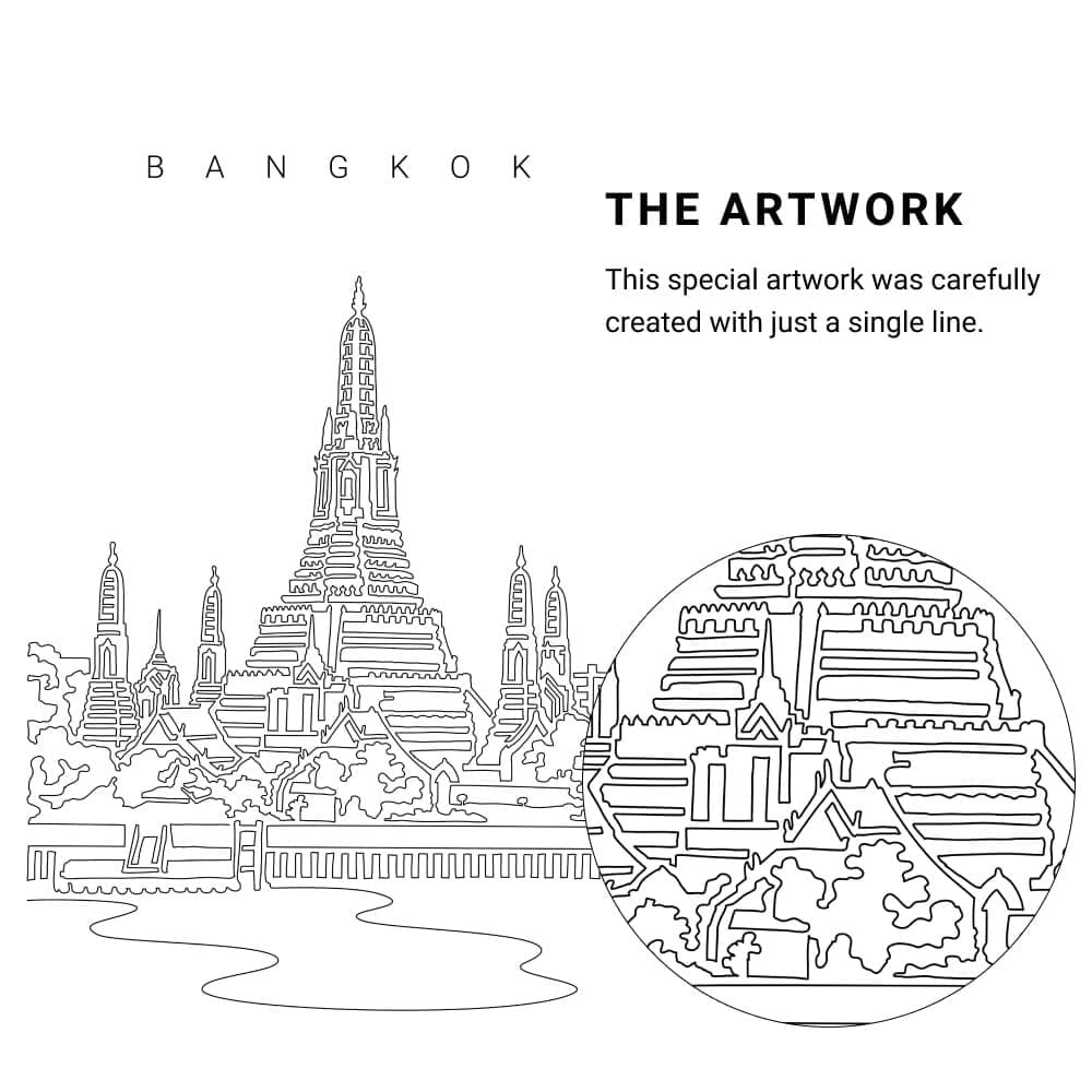 Bangkok Wat Arun Vector Art - Single Line Art Detail - Portrait Bangkok Wat Arun Vector Art - Single Line Art Detail - Portrait