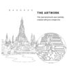 Bangkok Wat Arun Vector Art - Single Line Art Detail - Portrait