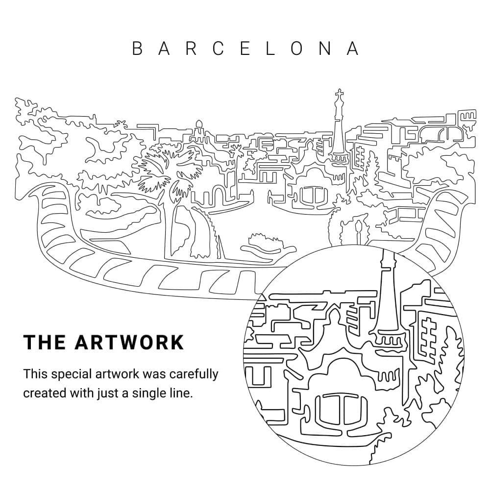 Barcelona Park Guell Vector Art - Single Line Art Detail Barcelona Park Guell Vector Art - Single Line Art Detail