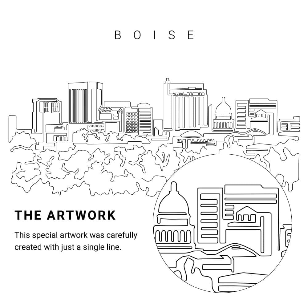 Boise Idaho Vector Art - Single Line Art Detail Boise Idaho Vector Art - Single Line Art Detail