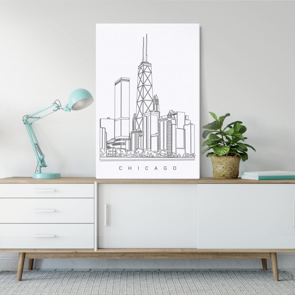 Chicago Skyline Canvas Art Print - Home Decor - Portrait Chicago Skyline Canvas Art Print - Home Decor - Portrait