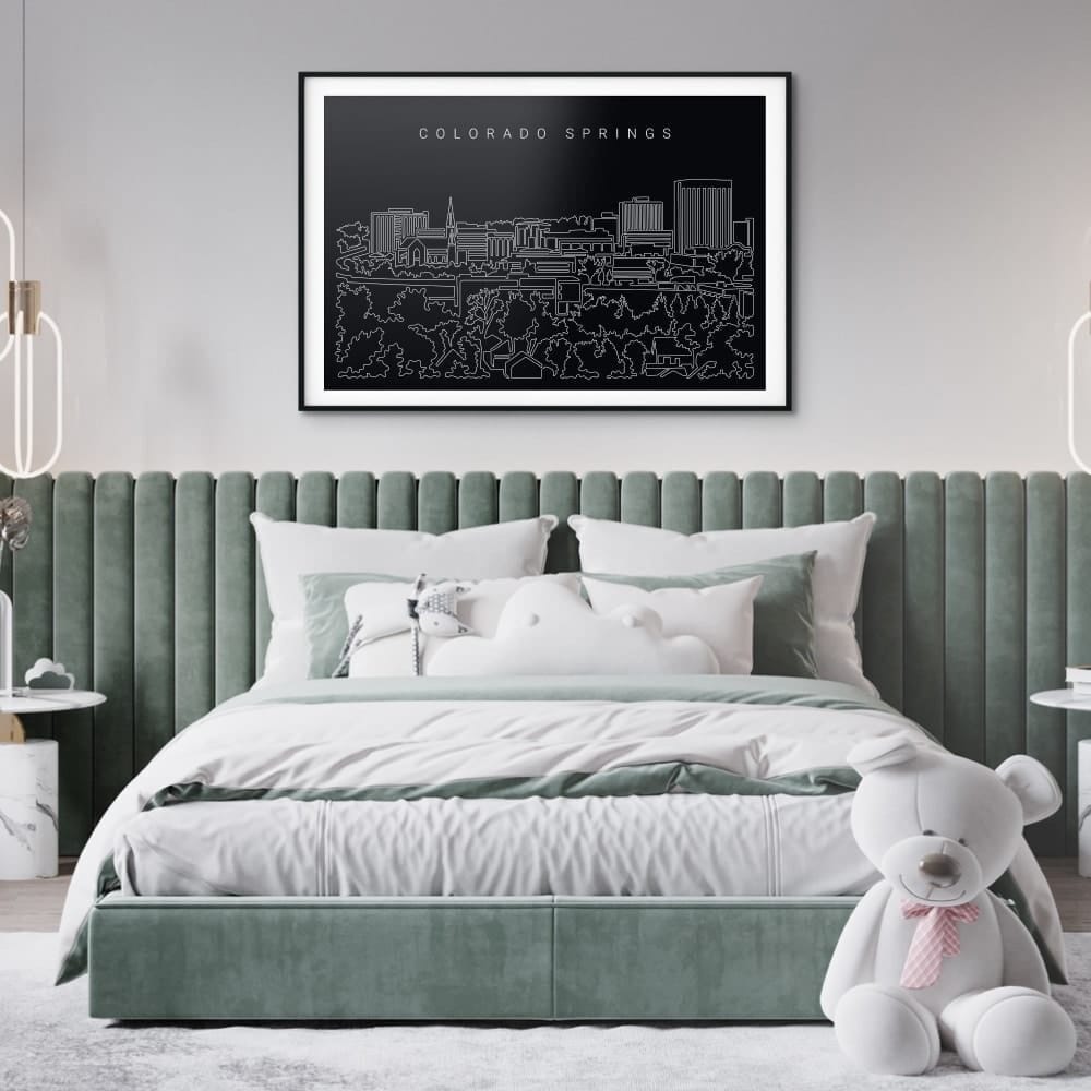 Colorado Springs Skyline Art Print for Bedroom - Dark Colorado Springs Skyline Art Print for Bedroom - Dark