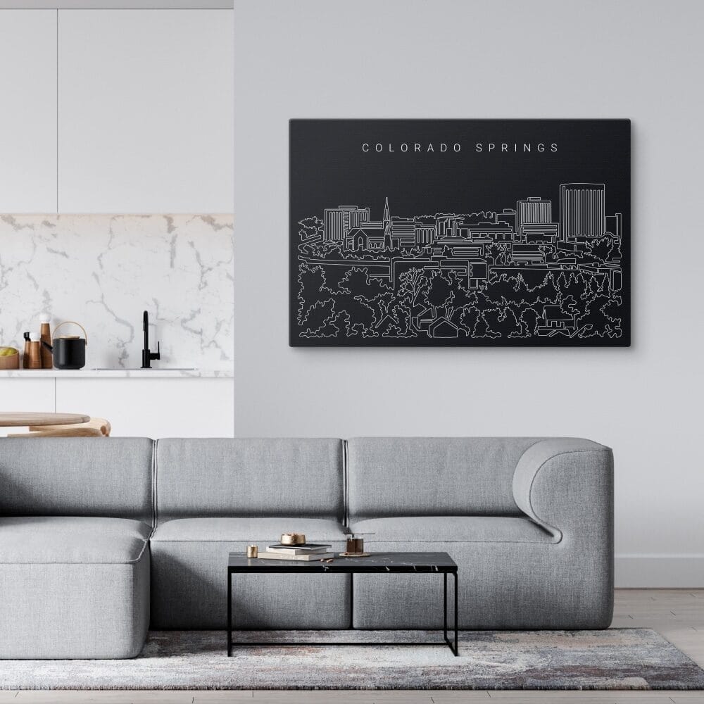 Colorado Springs Skyline Canvas Art Print - Living Room - Dark Colorado Springs Skyline Canvas Art Print - Living Room - Dark