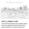 Colorado Springs Skyline Continuous Line Drawing Art Work
