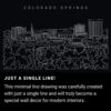 Colorado Springs Skyline One Line Drawing Art - Dark