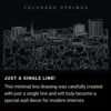 Colorado Springs Skyline One Line Drawing Art - Dark