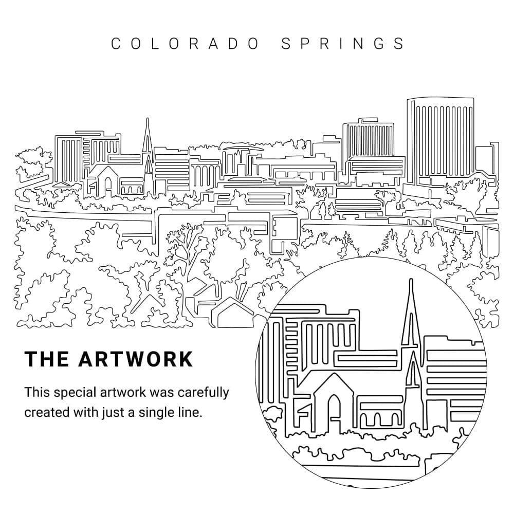 Colorado Springs Vector Art - Single Line Art Detail Colorado Springs Vector Art - Single Line Art Detail