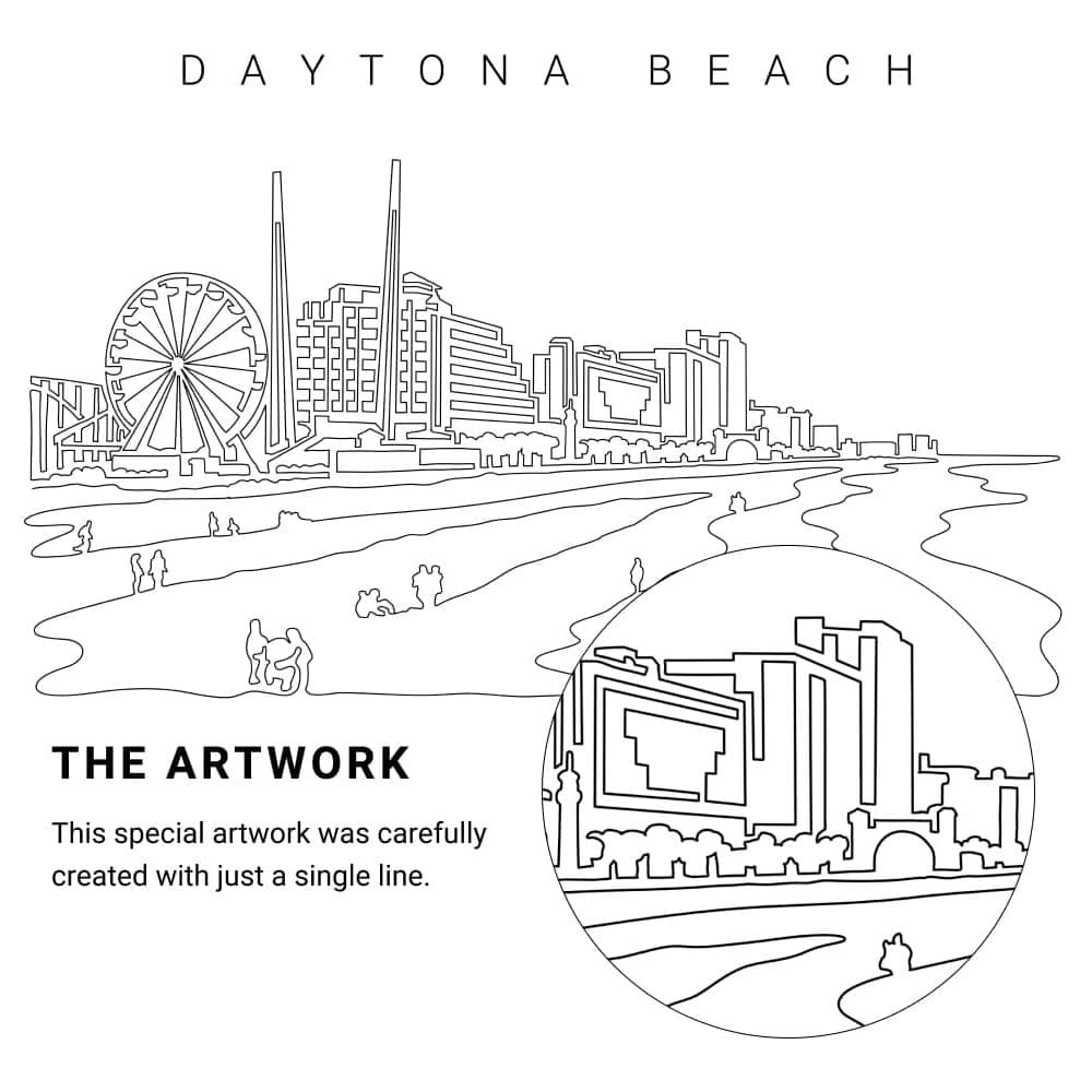 Daytona Beach Vector Art - Single Line Art Detail Daytona Beach Vector Art - Single Line Art Detail