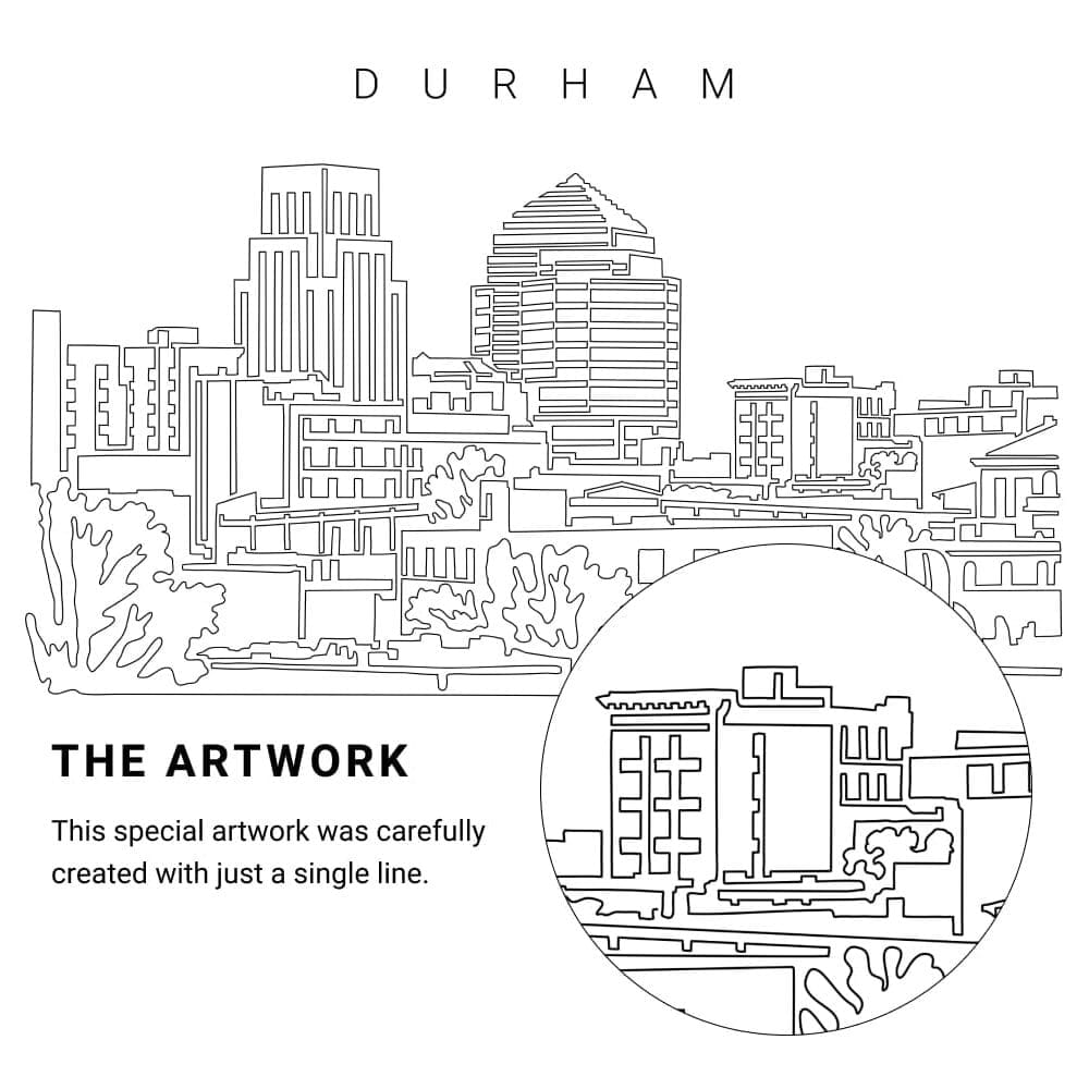 Durham NC Vector Art - Single Line Art Detail Durham NC Vector Art - Single Line Art Detail