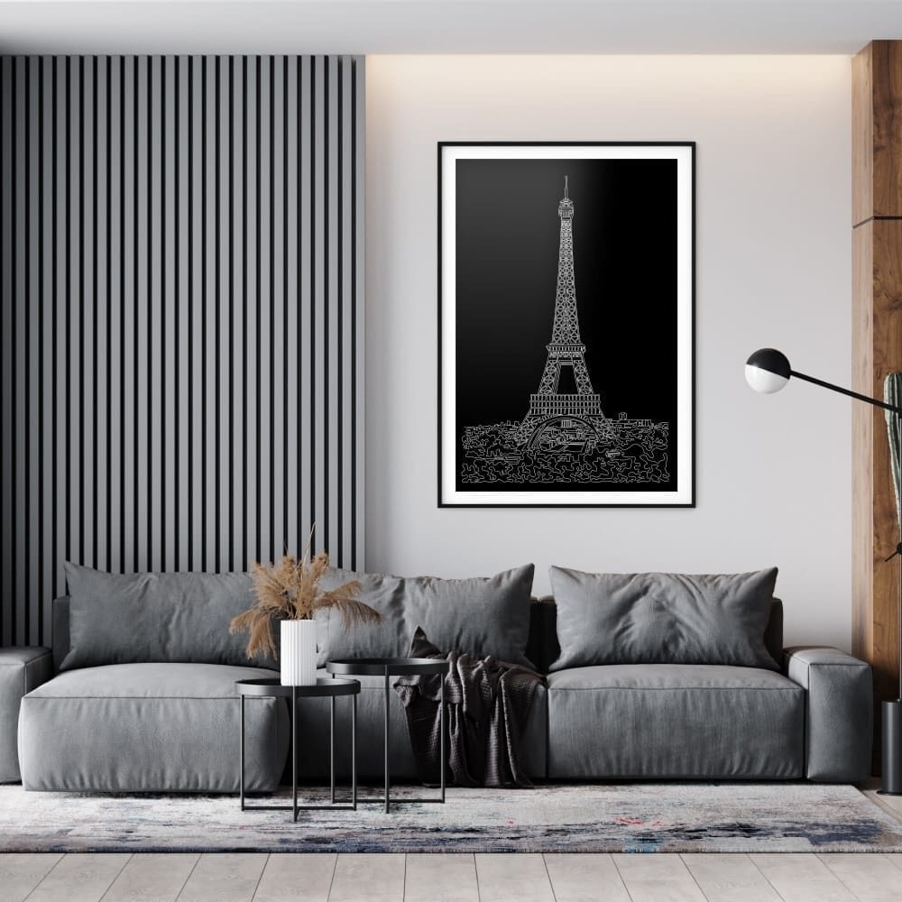 Eiffel Tower Art Print for Living Room - Portrait - Dark Eiffel Tower Art Print for Living Room - Portrait - Dark