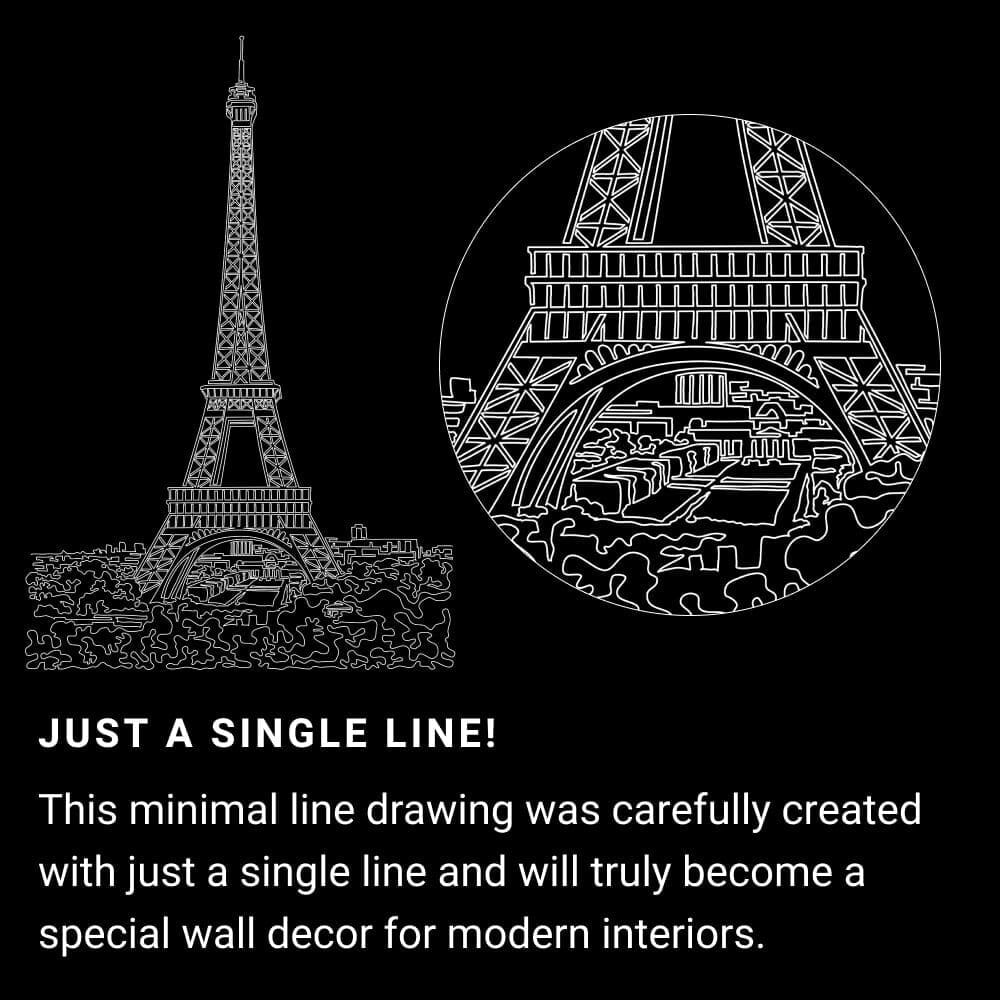 Eiffel Tower One Line Drawing - Portrait - Dark Eiffel Tower One Line Drawing - Portrait - Dark