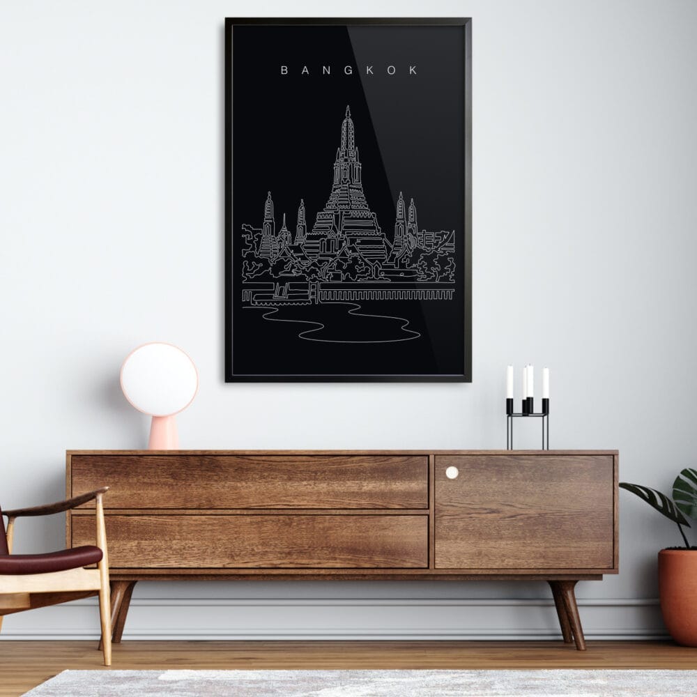 Framed Bangkok Wat Arun Wall Art Home Decor - Portrait - Dark Framed Bangkok Wat Arun Wall Art Home Decor - Portrait - Dark