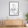 Framed Seattle Skyline Wall Art Home Decor - Portrait