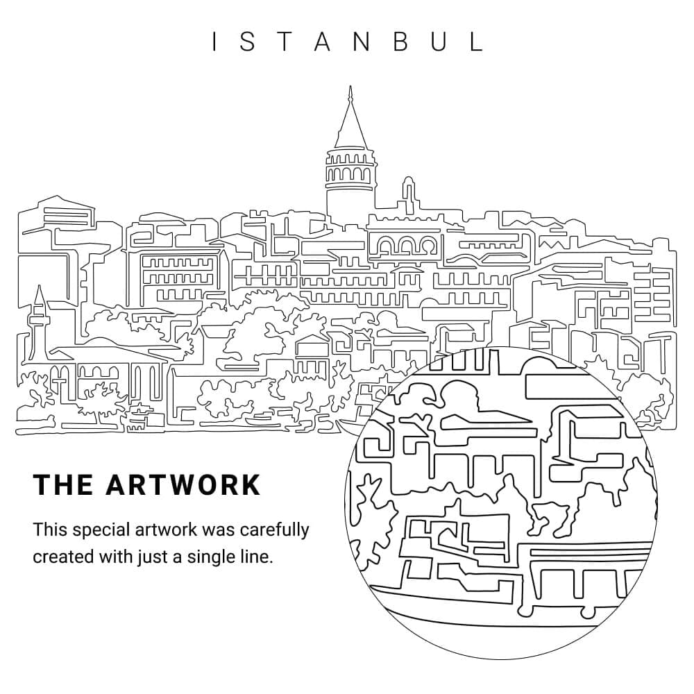 Istanbul Turkey Vector Art - Single Line Art Detail Istanbul Turkey Vector Art - Single Line Art Detail