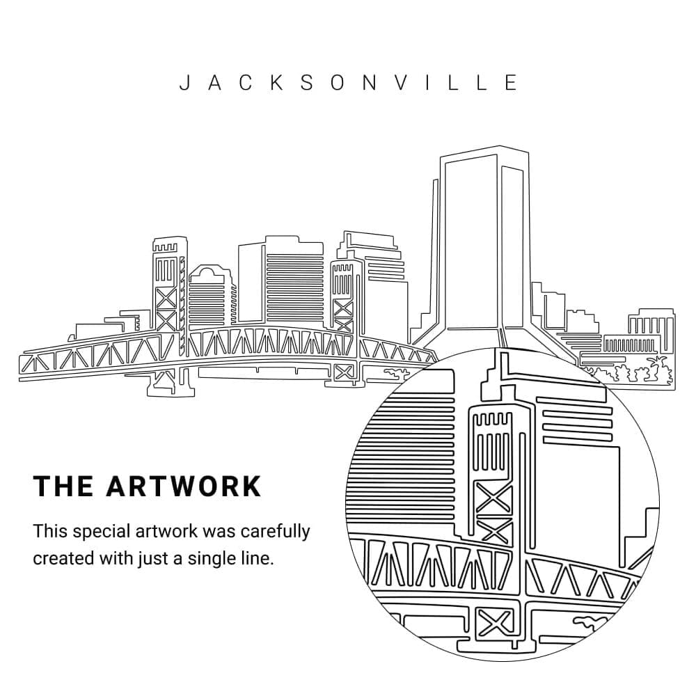 Jacksonville Florida Vector Art - Single Line Art Detail Jacksonville Florida Vector Art - Single Line Art Detail