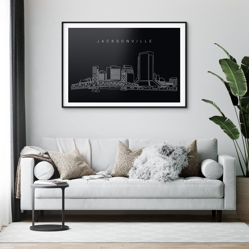 Jacksonville Skyline Art Print for Living Room - Dark Jacksonville Skyline Art Print for Living Room - Dark