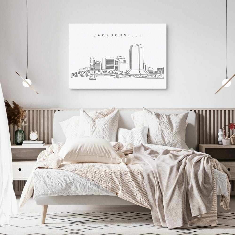 Jacksonville Skyline Canvas Art Print - Bed Room Jacksonville Skyline Canvas Art Print - Bed Room