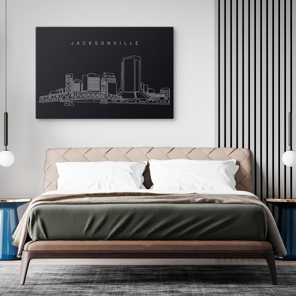 Jacksonville Skyline Canvas Art Print - Bed Room - Dark Jacksonville Skyline Canvas Art Print - Bed Room - Dark