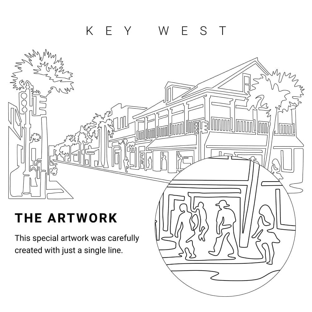 Key West Vector Art - Single Line Art Detail Key West Vector Art - Single Line Art Detail